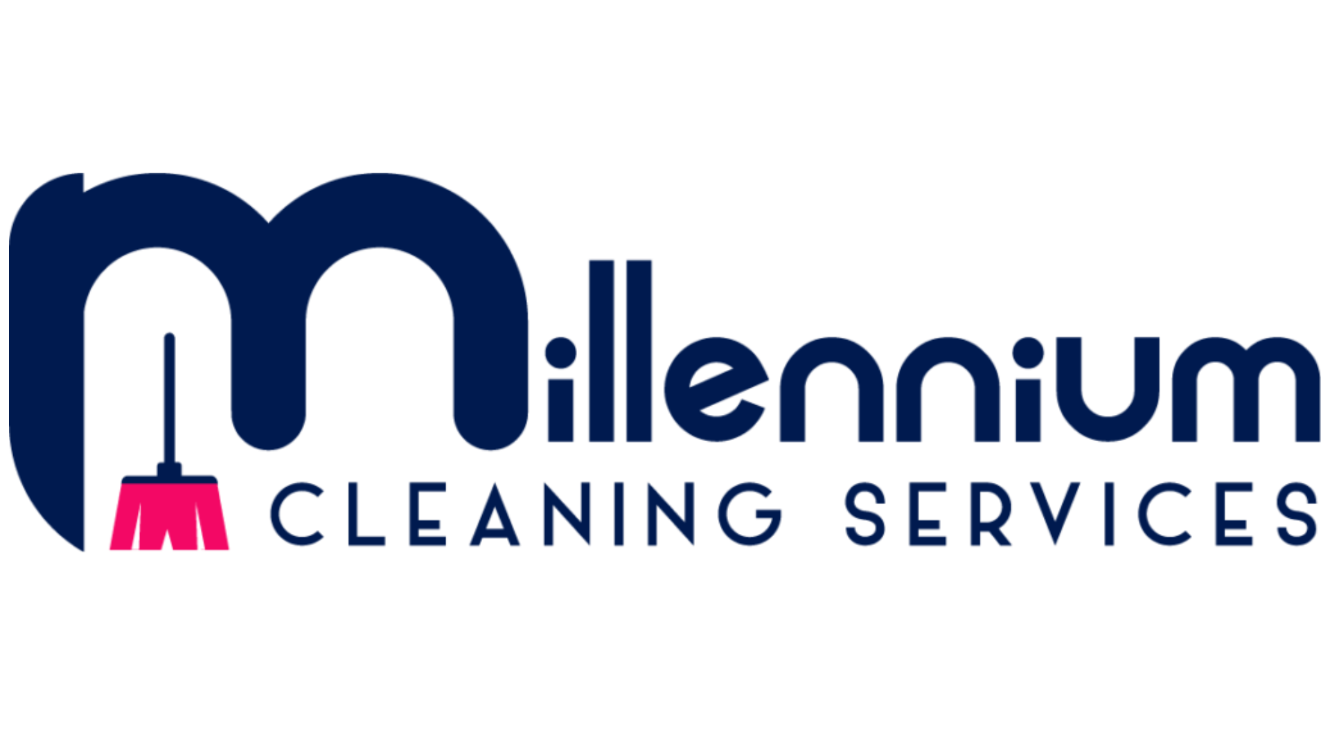 A blue and pink logo for a cleaning company